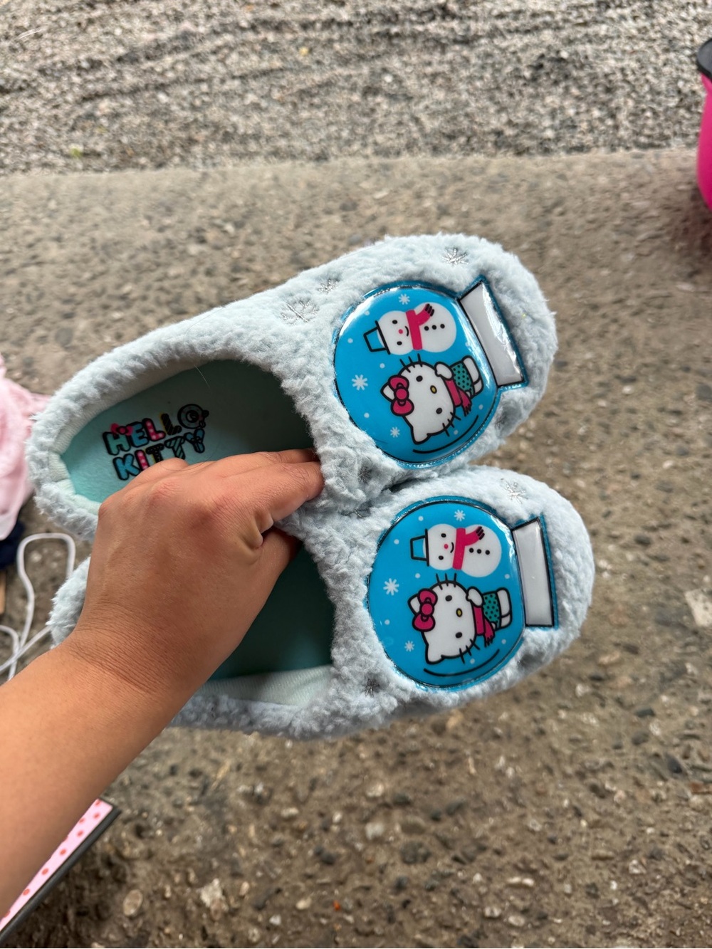 Hello Kitty Light Blue Plush Snow Globe Slippers